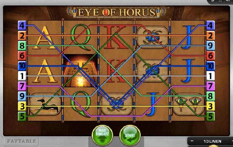 Eye of Horus Gewinnlinien