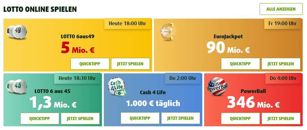 Lottoland Spielauswahl
